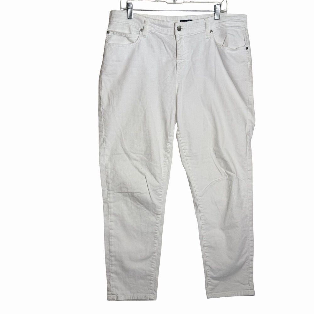 Eileen Fisher Jeans Women’s Size 14 White Straight Leg Cropped Ankle Mid Rise